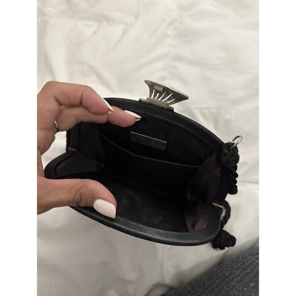 Bottega Veneta Satin Black Quilted Shoulder Bag with Charm Closure DEFECT - Picture 4 of 7